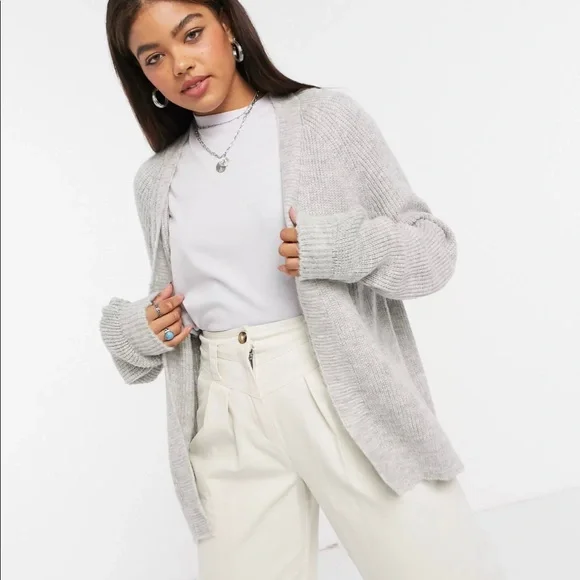ASOS Sweaters Asos Design Edge To Edge Boxy Cardigan In Grey